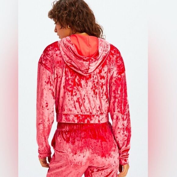 NWT- Fabletics- Crushed Velvet Velour Zip Up Hoodie, Size XL - Picture 5 of 10